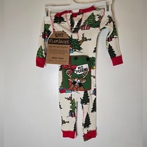 Lazy One Red and Green Christmas Pajama Onesie 6M NWT